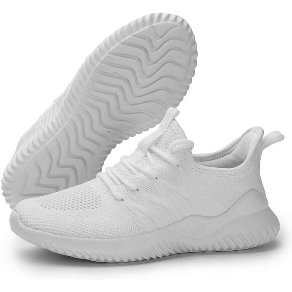 Women's Ladies Walking Running Slip On Lightweight Tennis Sneakers Shoes White - Picture 6 of 7